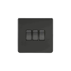 Knightsbridge Screwless Matt Black 10AX 3G 2-way Switch
