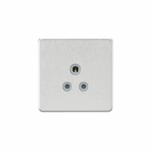 Knightsbridge Brushed Chrome 5A Unswitched Round Socket with Insert