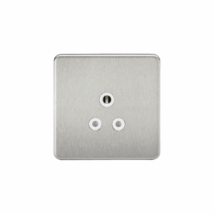 Knightsbridge Screwless Brushed Chrome 5A Unswitched Socket White Insert