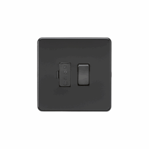 Knightsbridge Matt Black 13A Switched Fused Spur Unit with fuse cover