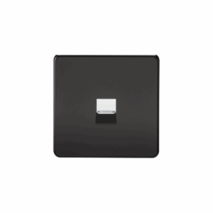 Knightsbridge Matt Black Telephone Extension Socket with Chrome Shutter