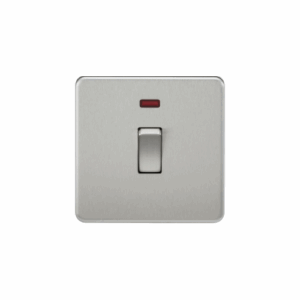 Knightsbridge Screwless Brushed Chrome 20A 1G DP Switch with Neon