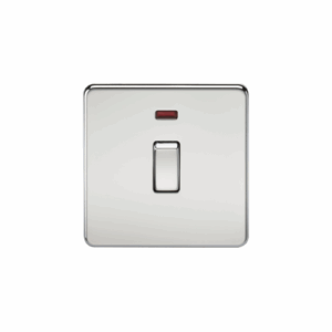 Knightsbridge Screwless Polished Chrome 20A 1G DP Switch with Neon