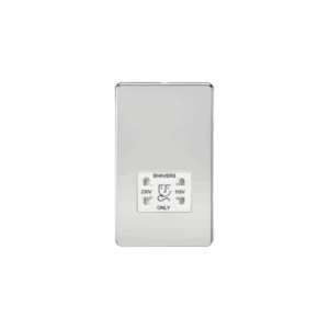 Knightsbridge Screwless Polished Chrome 115V/230V Dual Voltage Shaver Socket White Insert