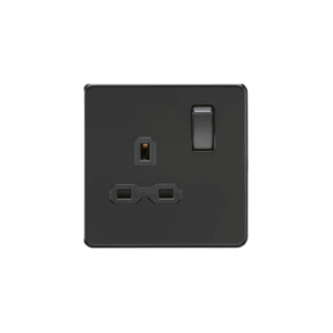 Knightsbridge Screwless Matt Black 13A 1G DP Switched Socket with Insert