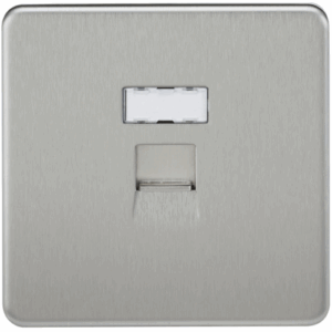 Knightsbridge Screwless Brushed Chrome RJ45 Network Outlet