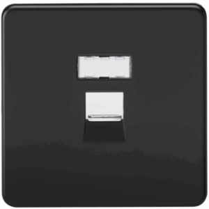 Knightsbridge Screwless Matt Black RJ45 Network Outlet
