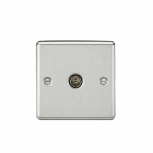 Knightsbridge Raised Edge Brushed Chrome TV Outlet (non-isolated)