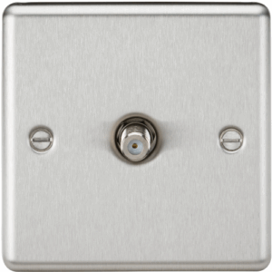 Knightsbridge Raised Edge Brushed Chrome SAT TV Outlet