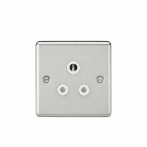 Knightsbridge Brushed Chrome 5A Unswitched Socket Finish White Insert