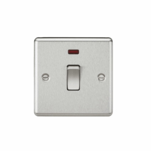 Knightsbridge Raised Edge Brushed Chrome 20A 1G DP Switch with Neon