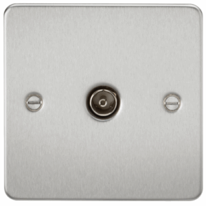 Knightsbridge Flat Plate Brushed Chrome TV Outlet (non-isolated)