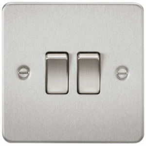Knightsbridge Flat Plate Brushed Chrome 10AX 2G 2-way Switch
