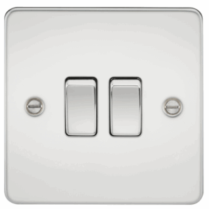Knightsbridge Flat Plate Polished Chrome 10AX 2G 2-way Switch