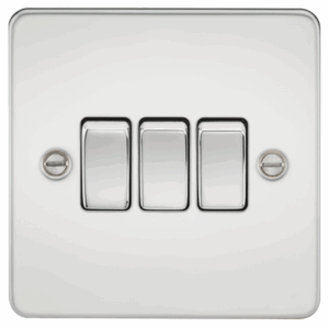 Knightsbridge Flat Plate Polished Chrome 10AX 3G 2-way Switch
