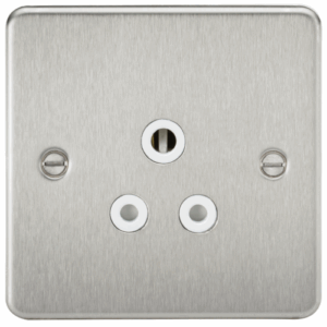 Knightsbridge Flat Plate Brushed Chrome 5A Unswitched Socket White Insert