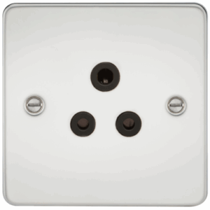 Knightsbridge Flat Plate Polished Chrome 5A Unswitched Socket Black Insert