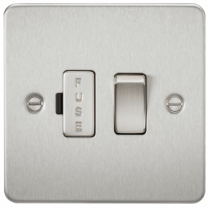 Knightsbridge Flat Plate Brushed Chrome 13A Switched Fused Spur Unit