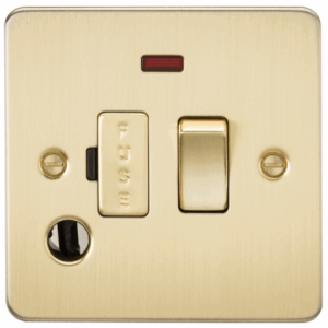 Knightsbridge Brushed Brass 13A Switched Fused Spur Unit with Neon & Flex Outlet