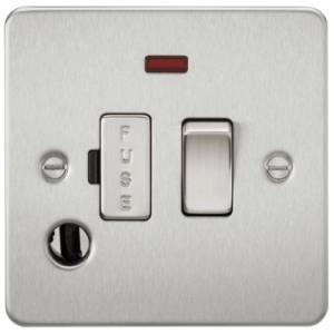 Knightsbridge Flat Plate Brushed Chrome 13A Switched Fused Spur Unit with Neon & Flex Outlet