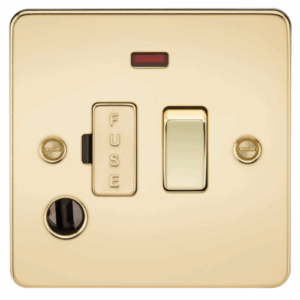 Knightsbridge Polished Brass 13A Switched Fused Spur Unit with Neon & Flex Outlet