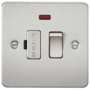 Knightsbridge Flat Plate Brushed Chrome 13A Switched Fused Spur Unit with Neon