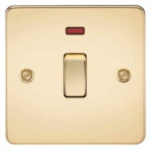 Knightsbridge Polished Brass 20A 1G DP Switch with Neon