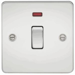 Knightsbridge Flat Plate Polished Chrome 20A 1G DP Switch with Neon