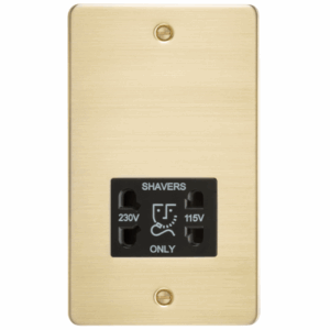 Knightsbridge Brushed Brass 115/230V Dual Voltage Shaver Socket with Insert