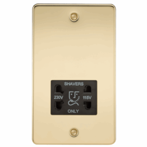 Knightsbridge Polished Brass 115/230V Dual Voltage Shaver Socket with Insert