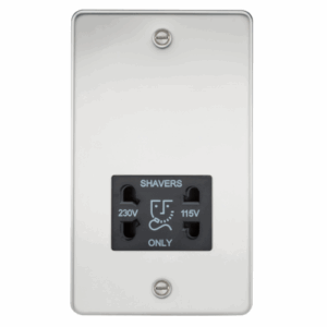 Knightsbridge Flat Plate Polished Chrome 115/230V Dual Voltage Shaver Socket Black Insert