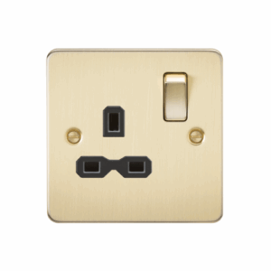 Knightsbridge Brushed Brass 13A 1G DP Switched Socket with Insert