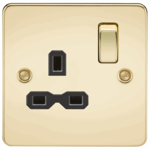 Knightsbridge Polished Brass 13A 1G DP Switched Socket with Insert