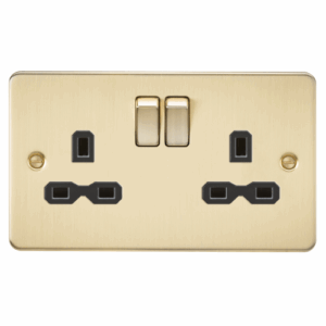 Knightsbridge Brushed Brass 13A 2G DP Switched Socket with Twin Earths with Insert