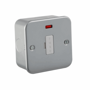 Knightsbridge Silver/Grey Metal Clad 13A Fused Spur Unit with Neon