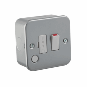 Knightsbridge Silver/Grey Metal Clad 13A Switched Fused Spur Unit with Flex Outlet