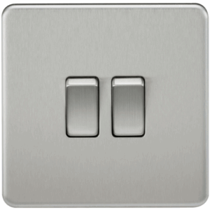 Knightsbridge Screwless Brushed Chrome 10AX 2G 2-way Switch