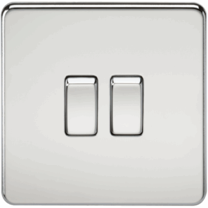 Knightsbridge Screwless Polished Chrome 10AX 2G 2-way Switch