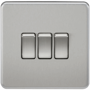 Knightsbridge Screwless Brushed Chrome 10AX 3G 2-way Switch