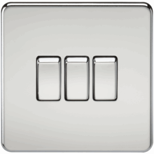 Knightsbridge Screwless Polished Chrome 10AX 3G 2-way Switch
