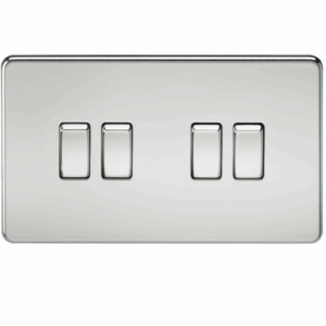 Knightsbridge Screwless Polished Chrome 10AX 4G 2-way Switch