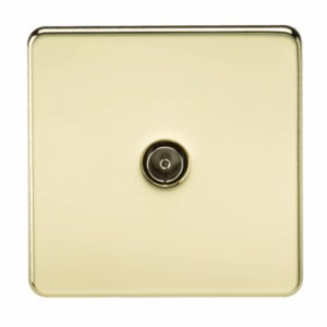 Knightsbridge Screwless Polished Brass TV Outlet (Non-Isolated)