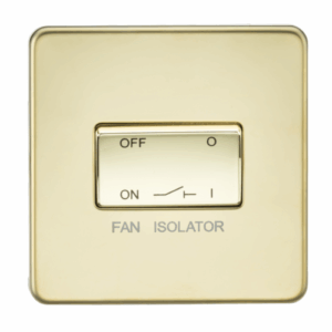 Knightsbridge Screwless Polished Brass 10A Fan Isolator Switch
