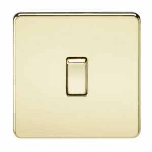 Knightsbridge Screwless Polished Brass 20A 1G DP Switch