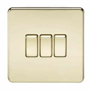 Knightsbridge Screwless Polished Brass 10AX 3G 2-way Switch