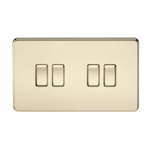 Knightsbridge Screwless Polished Brass 10AX 4G 2-way Switch