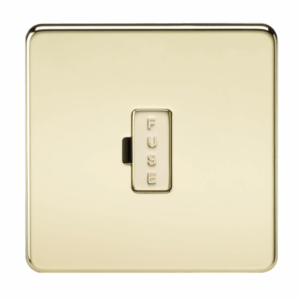 Knightsbridge Screwless Polished Brass 13A Fused Spur Unit