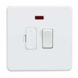 Knightsbridge Matt White 13A Switched Fused Spur Unit with Neon