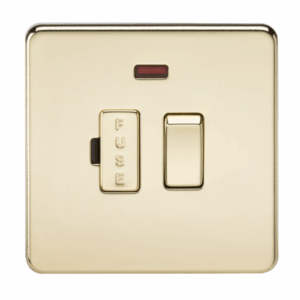Knightsbridge Screwless Polished Brass 13A Switched Fused Spur Unit with Neon