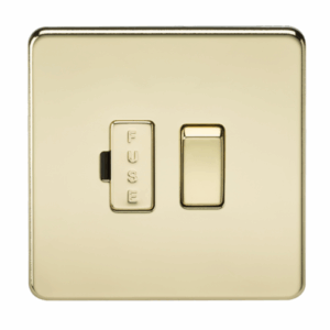 Knightsbridge Screwless Polished Brass 13A Switched Fused Spur Unit